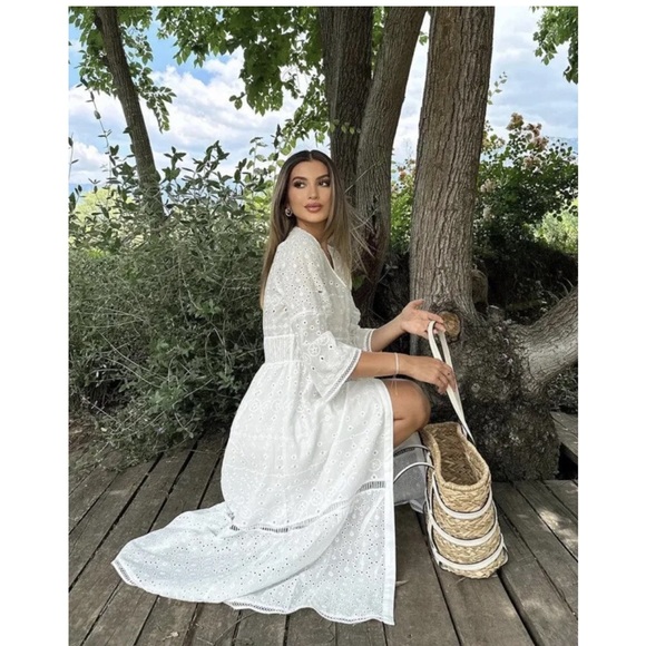 Zara Dresses & Skirts - NWT$119 Zara The Madison Dress embroidery white cotton maxi dress XS R: 7521/042
